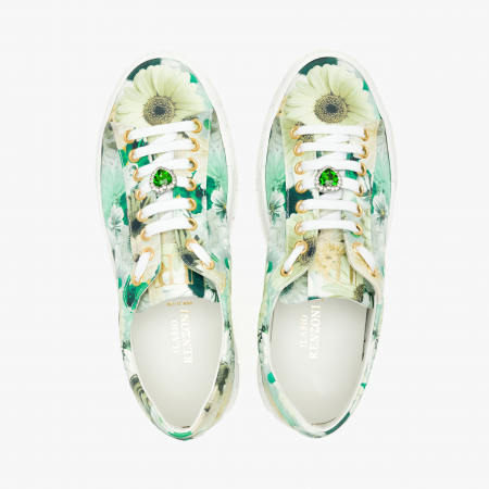 Pantofi Dama Casual din Piele, Imprimeu Floral, Talpa Comoda din 2 Straturi, Spuma Presata si Talpa de Cauciuc, Renzoni 5325 [2]