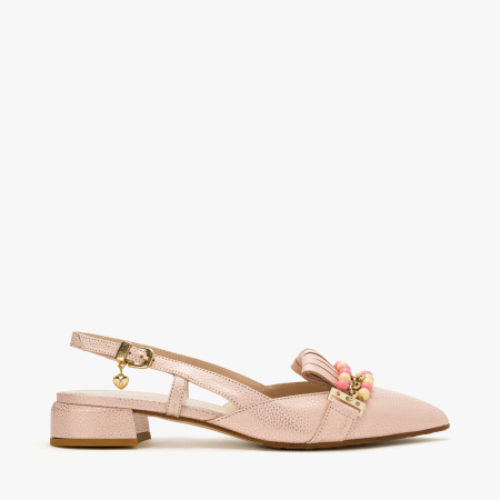 Pantofi Sanda Dama, Eleganti, Piele Naturala Roz, Margele Multicolore, Varf Ascutit, Talpa de Talpa, Renzoni 8444 [1]