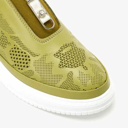 Pantofi Dama Slip-On, Piele Naturala Kaki Stantata, Talpa Comoda, Varf Rotund, Design Casual, LAB Milano by Renzoni G3526344 [3]