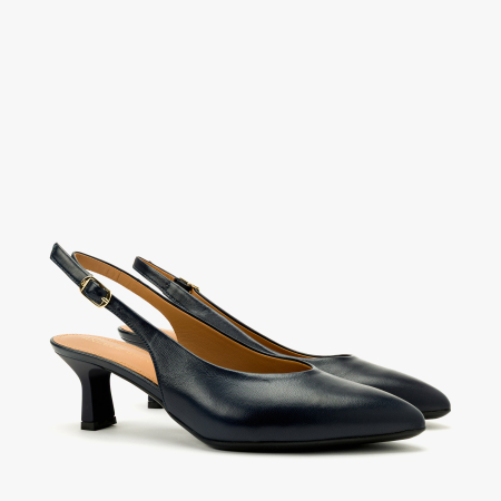 Pantofi Sanda Eleganti - Pantofi Sanda Dama, Bleumarin, Bareta Slingback, Toc Evazat, Toc de 6 cm, Angelo Giannini 5252