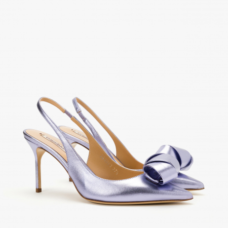 Incaltaminte Dama - Pantofi Sanda Damă Eleganti, Piele Naturală Lila Metalizat, Toc Stiletto, Vârf Ascuțit, Accesoriu Piele, Giorgio Fabiani 241063