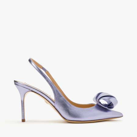 Pantofi Sanda Damă Eleganti, Piele Naturală Lila Metalizat, Toc Stiletto, Vârf Ascuțit, Accesoriu Piele, Giorgio Fabiani 241063 [1]