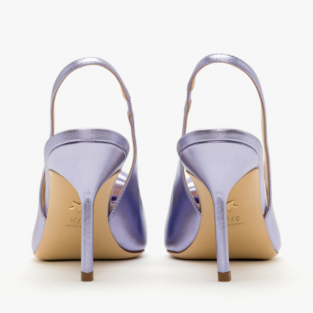 Pantofi Sanda Damă Eleganti, Piele Naturală Lila Metalizat, Toc Stiletto, Vârf Ascuțit, Accesoriu Piele, Giorgio Fabiani 241063 [4]