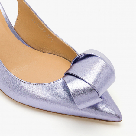 Pantofi Sanda Damă Eleganti, Piele Naturală Lila Metalizat, Toc Stiletto, Vârf Ascuțit, Accesoriu Piele, Giorgio Fabiani 241063 [3]
