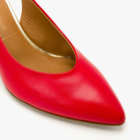Pantofi Sanda Dama Rosii, Piele Naturala, Slingback, Varf Ascutit, Toc Evazat Auriu 8 cm, Angelo Giannini 5252 [3]