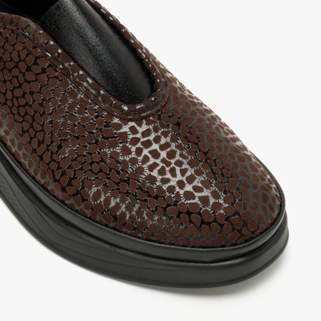 Pantofi Damă Slip-On din Piele Maro Ștanțata, Textură Lucioasă și Talpă Comodă de 4 cm, LAB Milano by Renzoni 794LAB600 [3]
