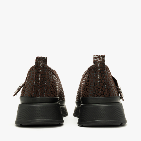 Pantofi Damă Slip-On din Piele Maro Ștanțata, Textură Lucioasă și Talpă Comodă de 4 cm, LAB Milano by Renzoni 794LAB600 [4]