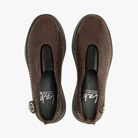 Pantofi Damă Slip-On din Piele Maro Ștanțata, Textură Lucioasă și Talpă Comodă de 4 cm, LAB Milano by Renzoni 794LAB600 [2]