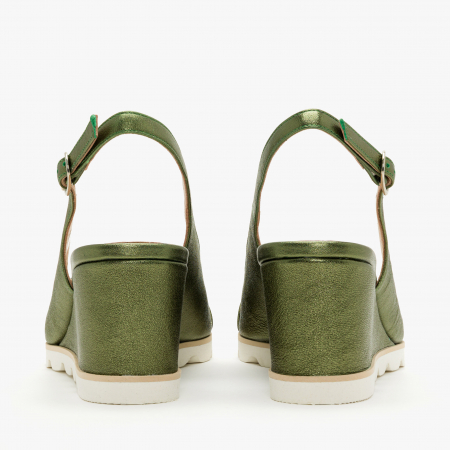 Sandale Dama Casual din Piele de Culoare Verde, Toc Comod, Toc 6 cm, Talpa Ortopedica din Spuma Presata, Angelo Giannini 5218 [4]