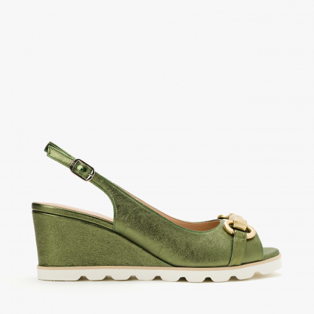 Sandale Dama Casual din Piele de Culoare Verde, Toc Comod, Toc 6 cm, Talpa Ortopedica din Spuma Presata, Angelo Giannini 5218 [1]