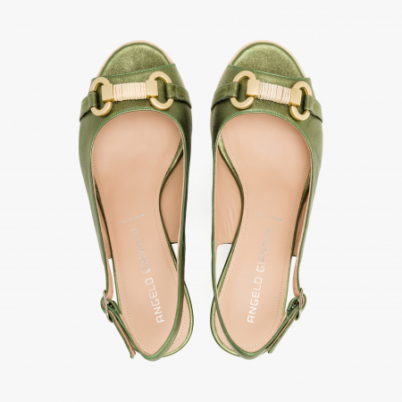 Sandale Dama Casual din Piele de Culoare Verde, Toc Comod, Toc 6 cm, Talpa Ortopedica din Spuma Presata, Angelo Giannini 5218 [2]