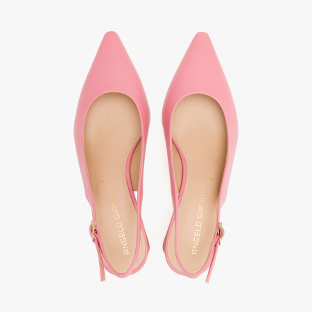Pantofi Sanda Dama Eleganti din Piele, Culoare Roz, Toc Comod, Toc de 5 cm, Talpa de Talpa, Angelo Giannini 1238 [2]