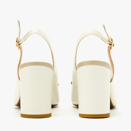 Sandale Dama Elegante, Piele Naturala Bej, Funda Bicolora, Aplicatie Aurie si Toc Bloc 8 cm, Angelo Giannini 3033 [4]