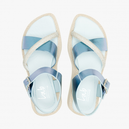 Sandale Dama Casual Bleu, Bareta cu Cristale și Talpa Comodă, LAB Milano by Renzoni 0030190D [2]