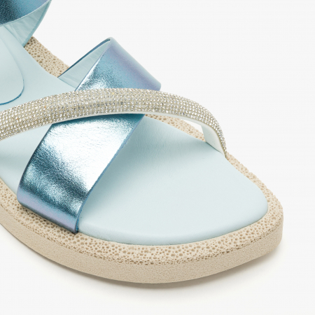 Sandale Dama Casual Bleu, Bareta cu Cristale și Talpa Comodă, LAB Milano by Renzoni 0030190D [3]