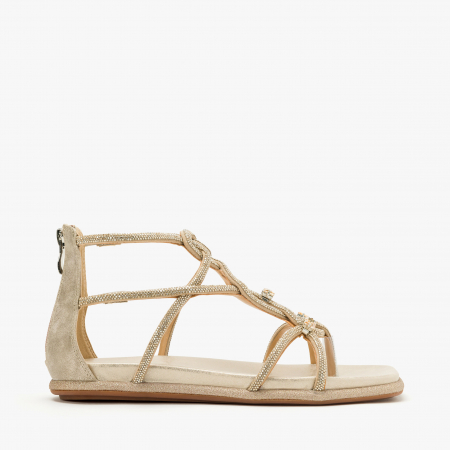 Sandale Damă Casual/Elegant, Culoare Auriu cu Șnur din Cristale și Talpă Ortopedică Joasă, Alma en Pena 2551604 [1]