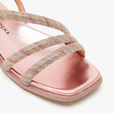 Sandale Damă Casual/Elegant, Culoare Cupru cu Cristale Multicolore și Barete Încrucișate, Alma en Pena 2551606 [3]