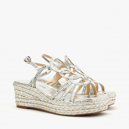 Incaltaminte Dama - Sandale Damă Casual-Elegante Argintii cu Cristale și Talpă Ortopedică cu Platformă, Alma en Pena 2551454