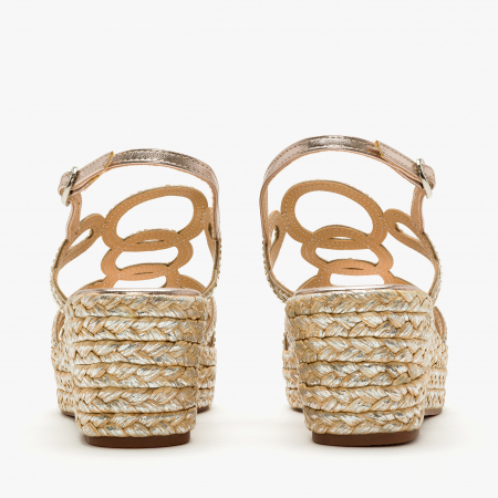 Sandale Damă Casual-Elegante Aurii cu Cristale și Platformă Ortopedică 6 cm, Alma en Pena 2551454 [4]