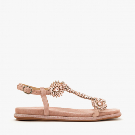 Sandale Damă Casual/Elegante, Piele Întoarsă, Cupru, Cristale, Talpă Ortopedică, Accente Artizanale, Alma en Pena 251612 [1]