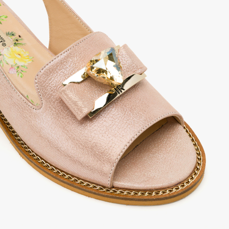 Sandale Dama Casual-Elegante, Piele Naturala, Nabuc Roz, Varf Deschis, Ergonomic si Confortabil, Renzoni 8338 [3]
