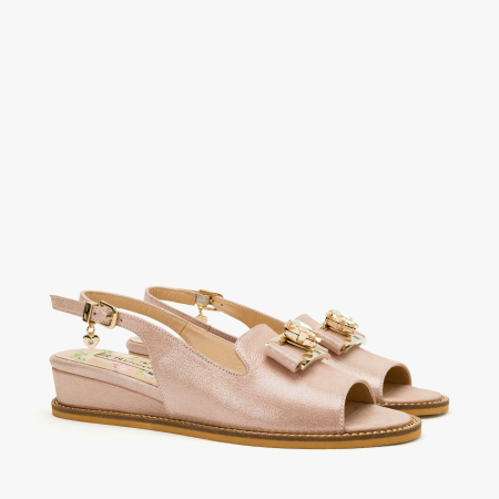 Incaltaminte Dama - Sandale Dama Casual-Elegante, Piele Naturala, Nabuc Roz, Varf Deschis, Ergonomic si Confortabil, Renzoni 8338
