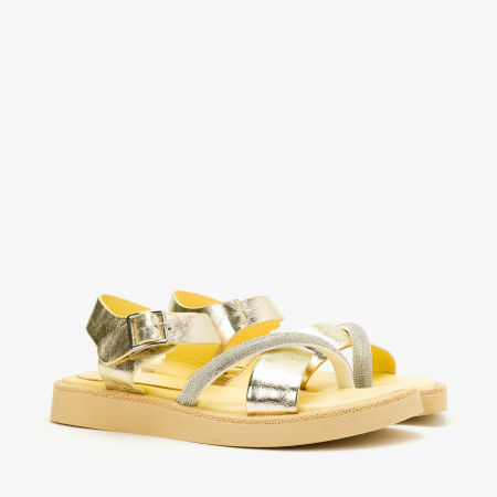 Incaltaminte Dama - Sandale Dama Casual Galben, Bareta cu Cristale și Talpa Comodă, LAB Milano by Renzoni 0030190D