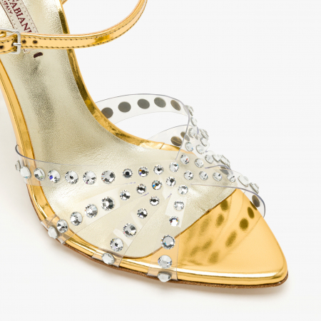 Sandale Dama din Piele Aurie, Cristale Swarovski, Toc Stiletto de 10cm, Giorgio Fabiani 241078 [3]