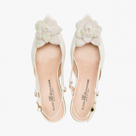 Pantofi Sanda Dama Eleganti, Bej, Toc Comod 3 cm, Cristale Swarovski, Renzoni 6808 [2]