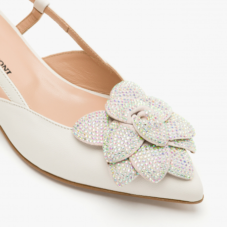 Pantofi Sanda Dama Eleganti, Bej, Toc Comod 3 cm, Cristale Swarovski, Renzoni 6808 [3]