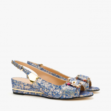 Sandale Dama Elegante, Bleu, Toc Ortopedic 3 cm, Accesoriu Cataramă, Accademia 1297/2024 [0]