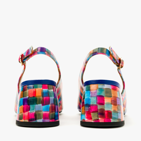 Sandale Dama Elegante Multicolor, Imprimeu Tip Mozaic si Toc Bloc, Angelo Giannini 3037 [4]