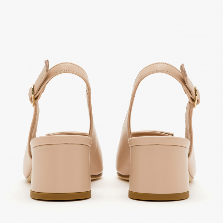 Sandale Dama Elegante, Piele, Culoare Bej, Accesoriu pe Varf, Talpa de Talpa, Sezon Primavara-Vara, Angelo Giannini 1225 [4]