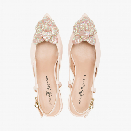 Pantofi Sanda Dama Eleganti, Roz, Toc Comod 3 cm, Toate Sezoanele, Cristale Swarovski, Renzoni 6808 [2]