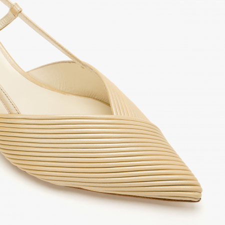 Pantofi Sanda Dama Eleganti din Piele de Culoare Crem, Piele Plisata, Giorgio Fabiani 241047 [3]