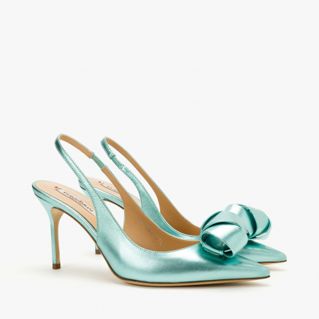 Pantofi Sanda Eleganti - Pantofi Sanda Damă Eleganti, Piele Bleu Metalizat, Toc Subțire 9 cm, Vârf Ascuțit, Giorgio Fabiani 241063