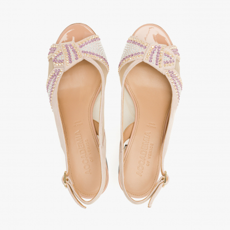 Sandale Dama, Piele Intoarsa, Bej, Toc Gros 4 cm, Cristale Swarovski, Accademia 1310/2024 [2]