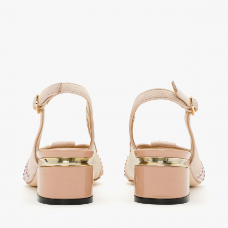 Sandale Dama, Piele Intoarsa, Bej, Toc Gros 4 cm, Cristale Swarovski, Accademia 1310/2024 [4]