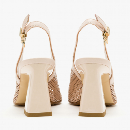 Sandale Dama Elegante din Piele, Culoare Crem, Accesorii pe Rist si Glezna, Sezon Primavara-Vara, Renzoni 4179 [4]