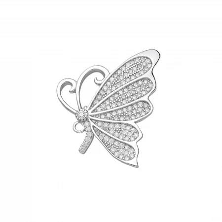 Brosa argint fluture cu pietre cubic zirconia