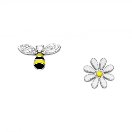 Cercei albinuta si floare din argint 925