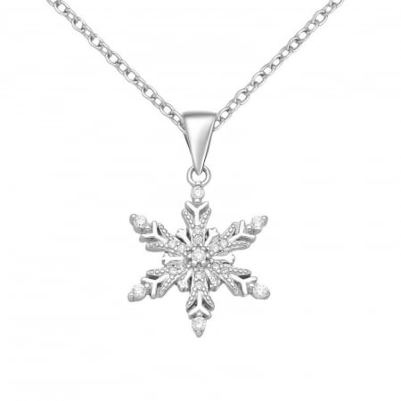 Pandantiv argint fulg de nea cu cristale cubic zirconia