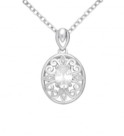 pandantiv floare tropicala si pietre cubic zirconia