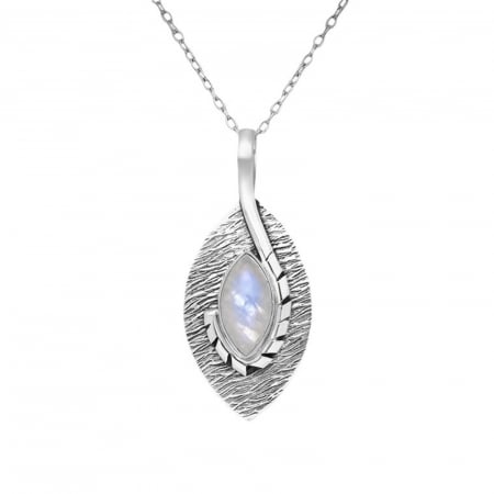 pandantiv frunza si piatra lunii din argint 925