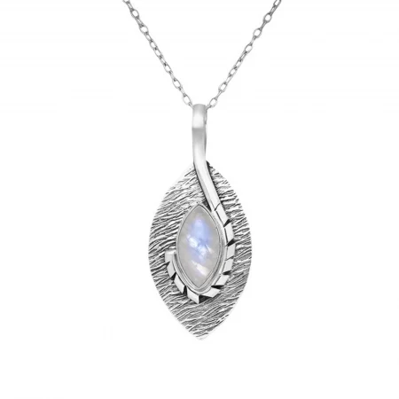 pandantiv frunza cu piatra lunii din argint