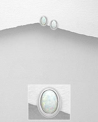 Cercei mici din argint cu opal alb Ava 1C-375 [2]