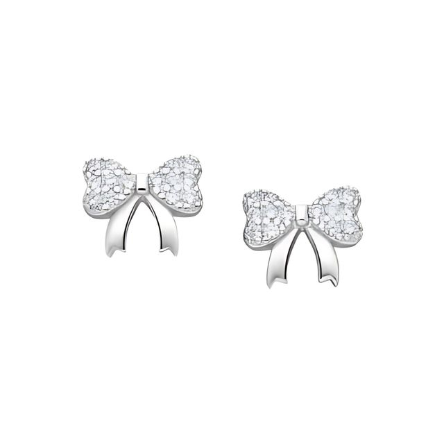 Cercei din argint cu zirconiu - Shiny Bow [1]