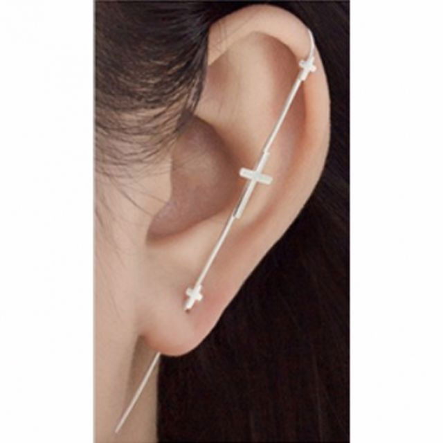 Cercei Ear Pin - Cuff Bar din argint 2C92 [2]