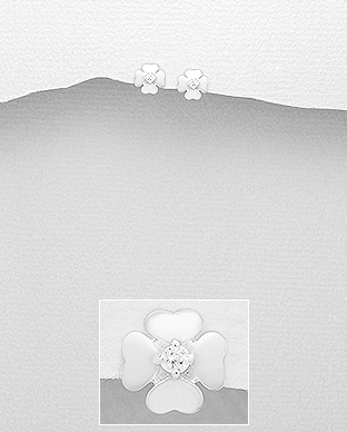 Cercei Trifoi cu patru foi & Cubic Zirconia din Argint 1C-63 [2]