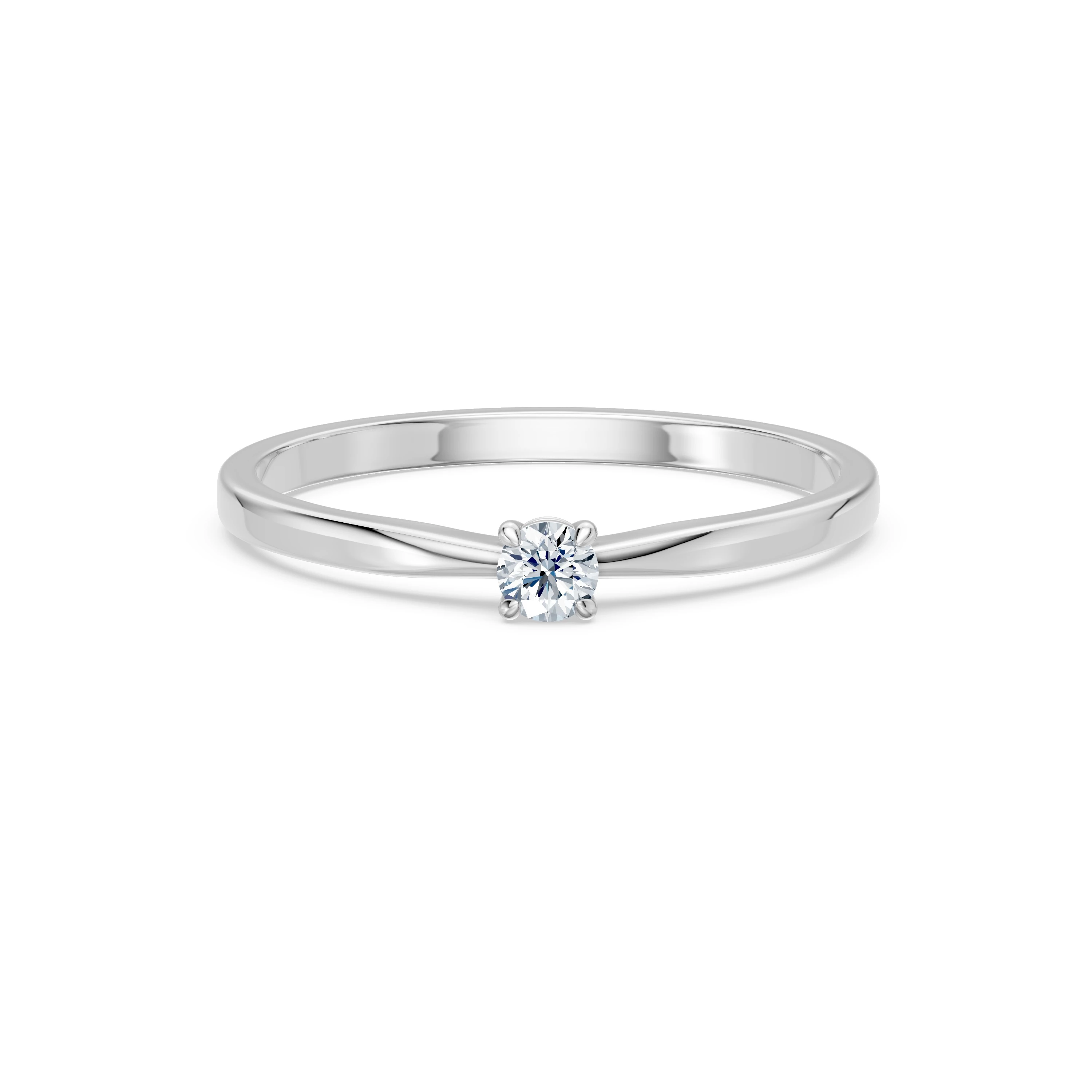 Inel de Logodnă Auris din Aur Alb 14K cu Diamant Natural 0.1 ct [2]